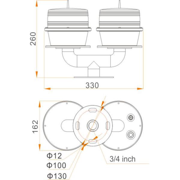 L810 Double Solar LED Aviation Obstruction Light 32.5cd Intensity With Photocell