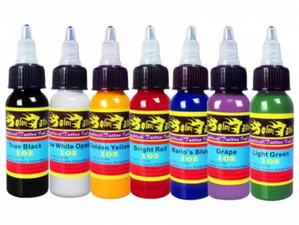 7 Colors Tattoo Ink Set 1oz (30ml) Volume Stable Tattoo Ink  For Shader / Liner
