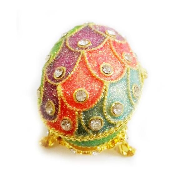 Crystal Easter Faberge Egg Jewelry Box Earrings Russian Trinkets Case Easter Gifts Collectible Figurines Creative Gifts