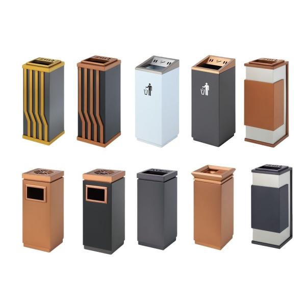 Royal Ground Ash Bucket Square Embossed Storage Bucket Hotel Stainless Steel Waste Bin Stainless Steel Hotel Trash Can