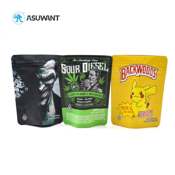 3.5 Small Smell Proof Pouch Mylar Food Bags For CBD Weed Cookies Weed Marijuana