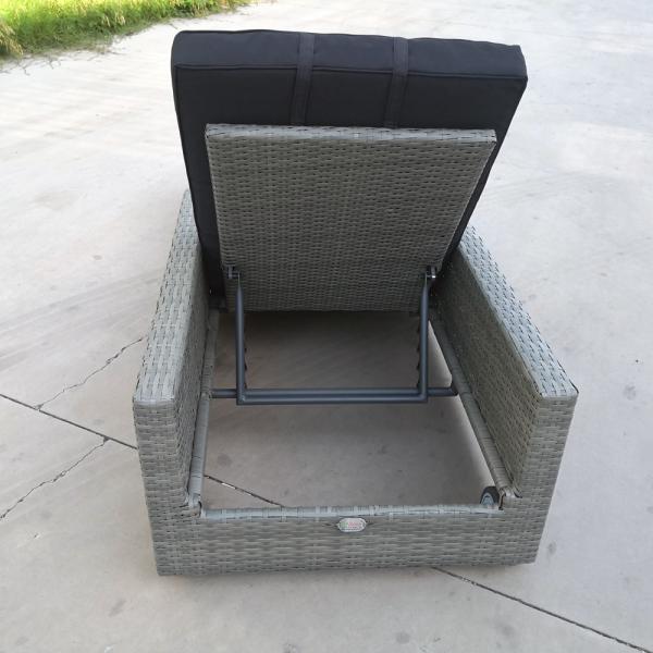 Chaise Lounge Outdoor Rattan Wicker Sun Bed Hotel Wooden Backrest Adjustable