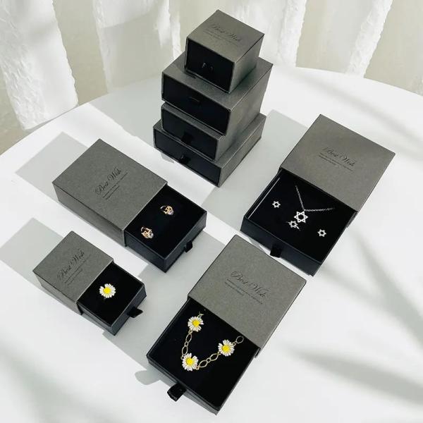 Custom Logo Paper Drawer Packaging Jewelry Gift Necklace And Bracelet Gift Box Wholesale Cardboard