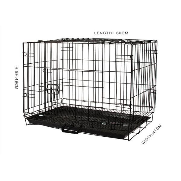 Stainless Steel Foldable Pet Cage Collapsible Metal Pet Crate With Removable Tray