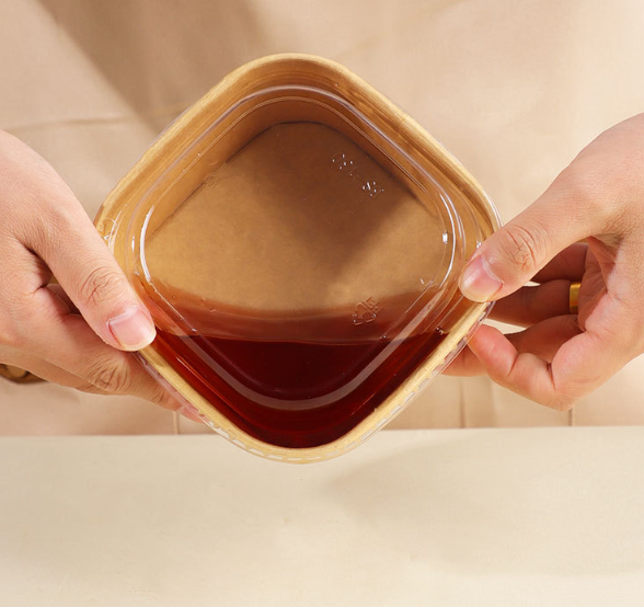 Thickened Leak Proof Kraft Paper Meal Box Eco Friendly Disposable Food Container Takeout Picnic
