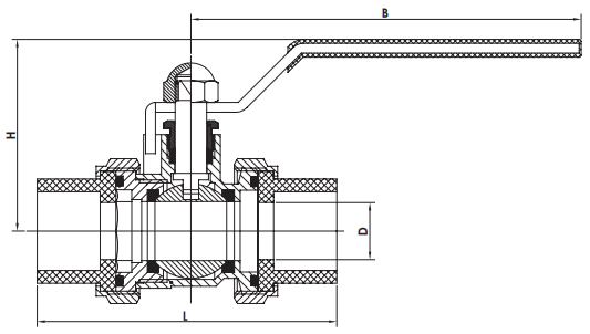 PVC 20mm Double Union Brass Ball Valve Ppr Pipe Nickel Plated