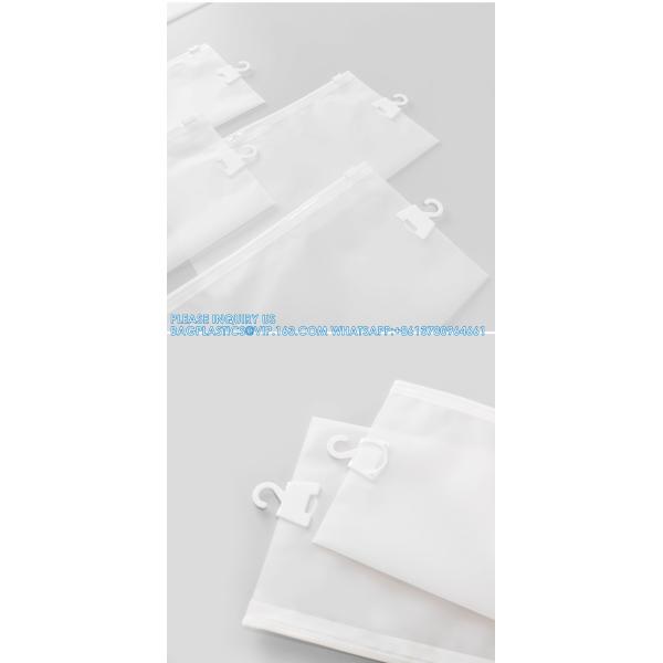 HANGER HOOK BAGS,GARMENT BOTTON CLOSURE BAGS, EVA FROST DRAWSTRING BAGS, VINYL HANGER HOOK BAG