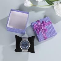 Élégant coffret cadeau de montre à pois violets avec ruban de soie - Emballage de bijoux haut de gamme pour montres de luxe