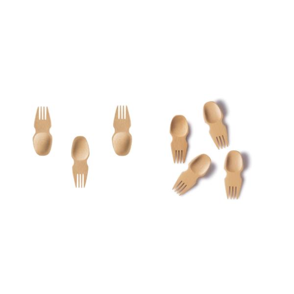 9cm Biodegradable Mini Disposable Bamboo Cutlery Salad Spork For Travel Camping