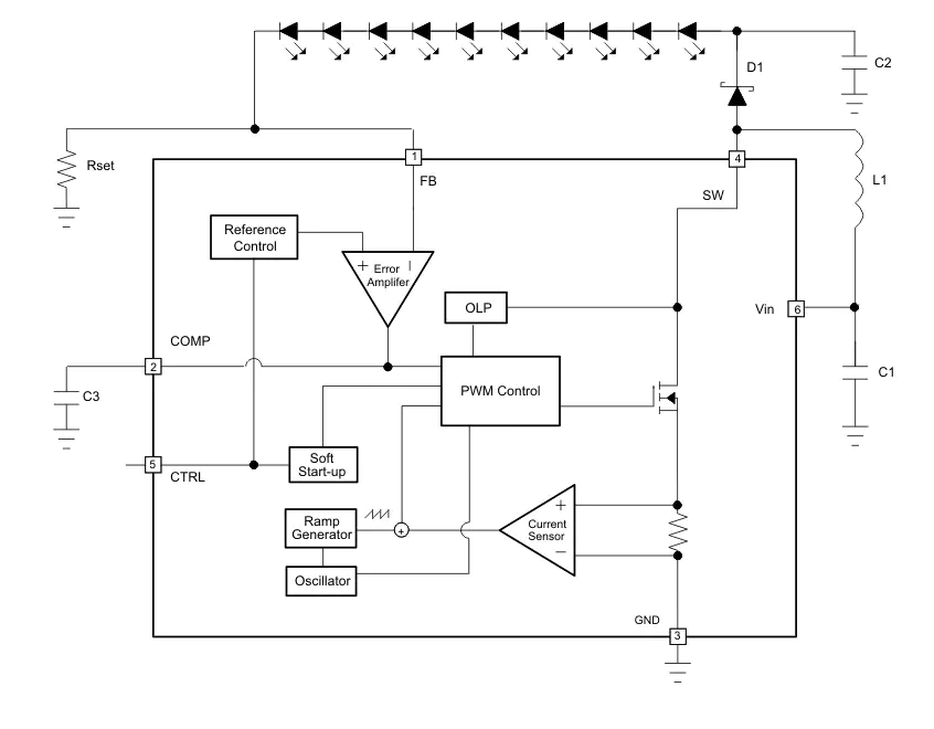 ICs откалывают регулятор повысительное PWM DC DC выхода водителя TPS61161DRVR 1 СИД затемняя 700mA