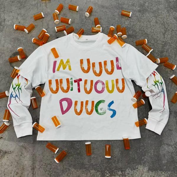 Clothing Manufacturer Streetwear Custom Cotton Unisex Long Sleeve T Shirt Screen Printing Drop Shoulder Oversized Boxy Tshirt