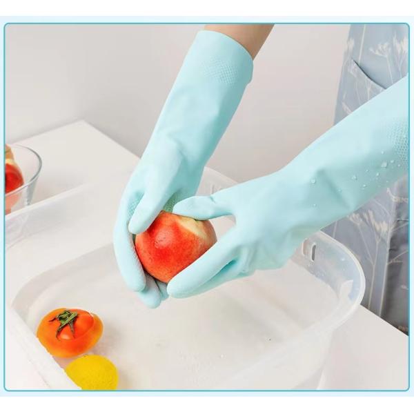 Flocked Lining Blue Latex Glove Morandi Household Natural Latex Glove