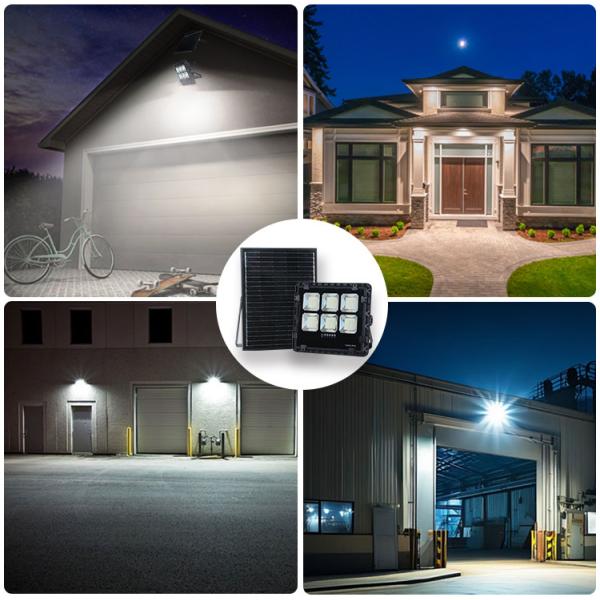 Réflecteur solaire efficace, 150W, en aluminium noir, étanche IP65, idéal pour l'éclairage extérieur