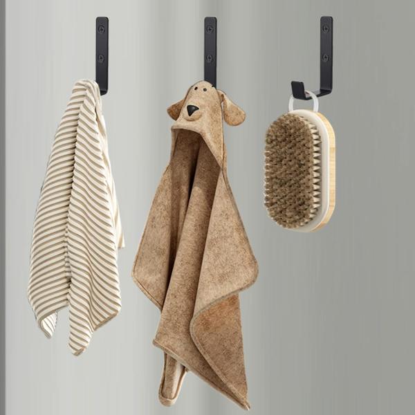 Rohs Сертифицированные крючки для полотенцев Тяжелые черные крючки для стен 0.51 * 0.51 * 3.7 дюймов