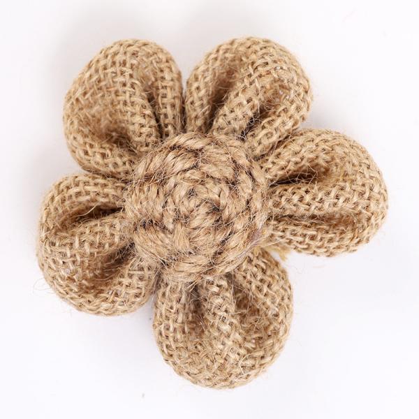 8cm Burlap Ribbon Flowers Diy Orange Black Jute Rope Flower