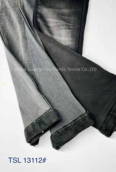 12.5oz Black Sulfur Brushed Denim Fabric Cotton Spandex Super Soft