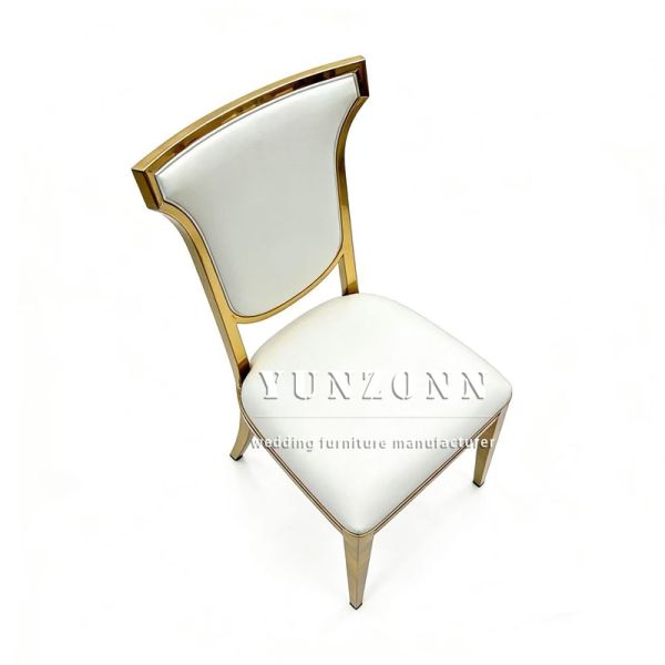 Hot Sale Modern Cheap Wedding Party Events Furniture High Back Stainless Steel Gold Banquet Dining Chair