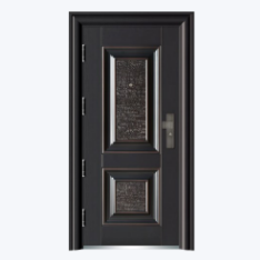 China Suppliers Luxury Front Security Exterior Doors Deep Embossing Double Leaf Panel Entry Front Steel Door for House with Smart Lock