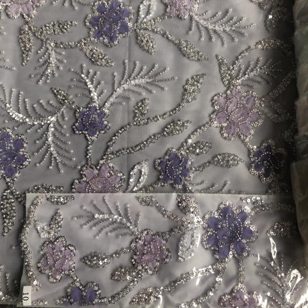 High Quality Customizable Luxury 3D African Beaded Embroidery Lace Fabric for Women's Dress Party Dress