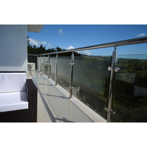 Indoor 304 Stainless Steel Glass Railing With Satin Or Mirror Post Finishes