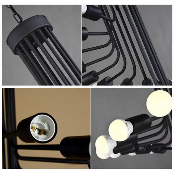Black staircase shape vintage spiral wrought iron hotel chandelier(WH-CI-157)