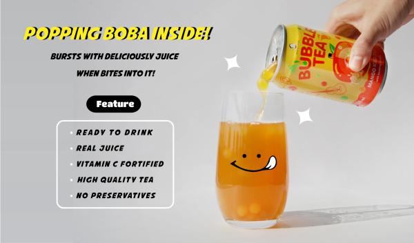 Discover: Taiwan 320ml Popping Boba with Peach Iced Tea - Bursting Boba Tea