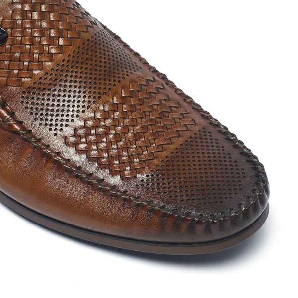 Brown Anti Odor Breathable Mens Leather Moccasins