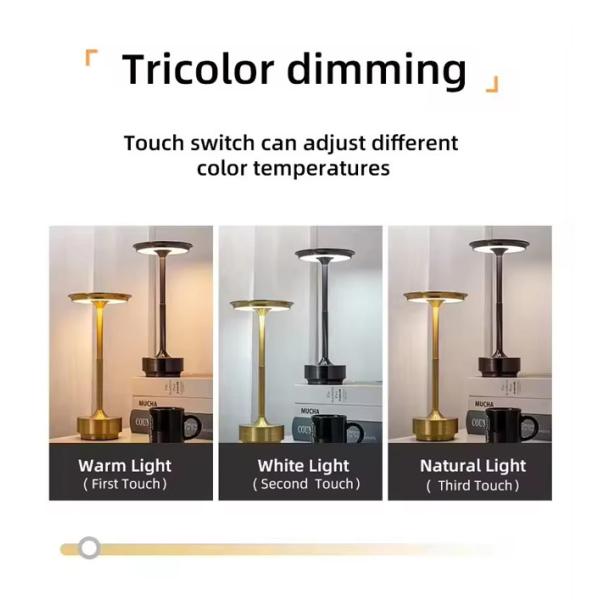 5v Rechargeable Led Desk Lamp Touch Switch 2000mAh With Three Color Dimming