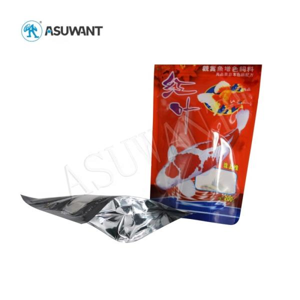 Small Heat Sealing Sachet Fish Food Packaging Bags With Window Zipper