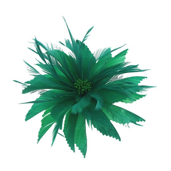 Куриный платок с узорами, перья, цветы из зеленого перья гуся.