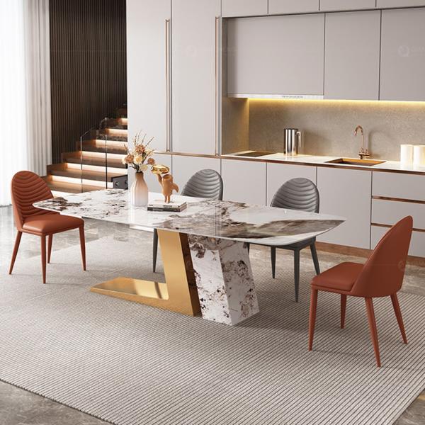 OEM Luxury Marble Dining Table Gold Metal Base Living Room Furniture