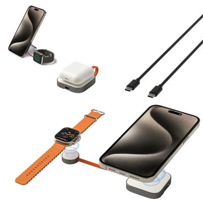 Metal Magnetic 2 In 1 Wireless Charger Space Saving For Iphone 15 Pro Max