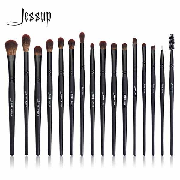 Jessup Precision 16pcs Eye Makeup Brush Set Black Paint Spraying