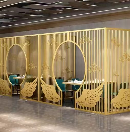 304 Stainless Steel Screen Partition Wall Hollowed Out Hotel Room Divider Screen