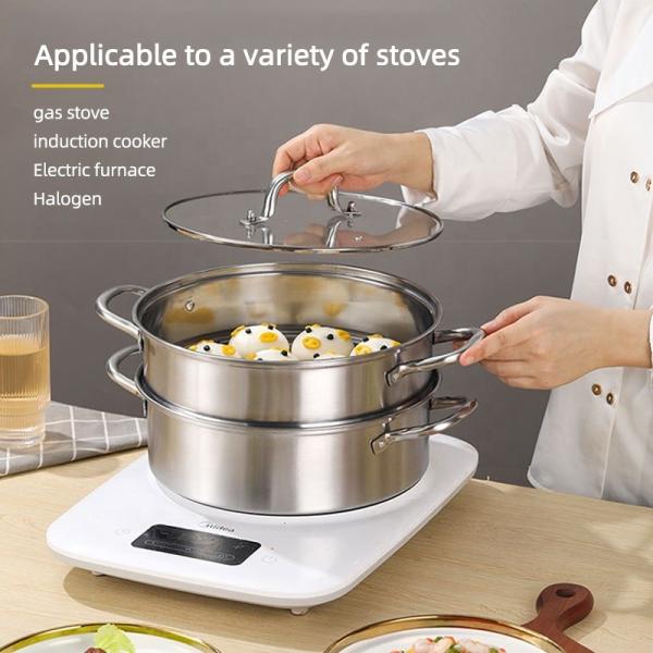 High Capacity Metal Stainless Steel Pot Steamer Food Steamer Pot Kitchen Cooking Pot With Glass Lid