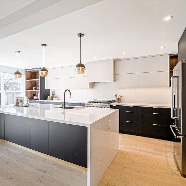 Kitchen Renovation Professional Matte Kitchen Cupboards with Quartz Stone Countertop