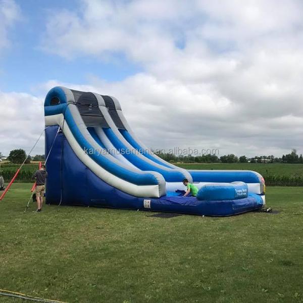 Blue PVC Inflatable Commercial Water Slide with Pool and Exciting Design