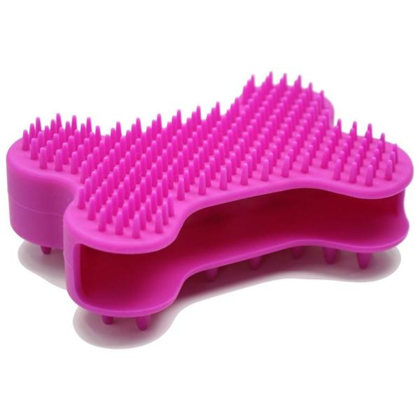 Silicone Pet Hair Brush Bone Shape Ergonomic Design Double Side Massage Tool
