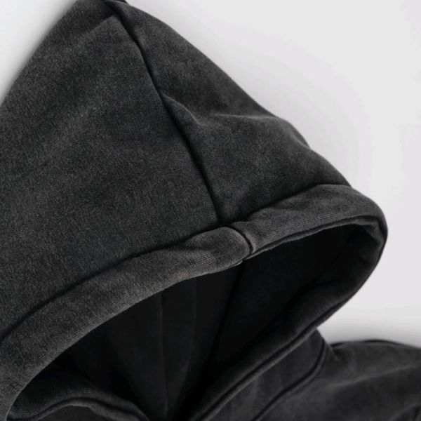Washed Black Men'S Pullover Hoodies Kangaroo Pocket Quilted Mens Pullover