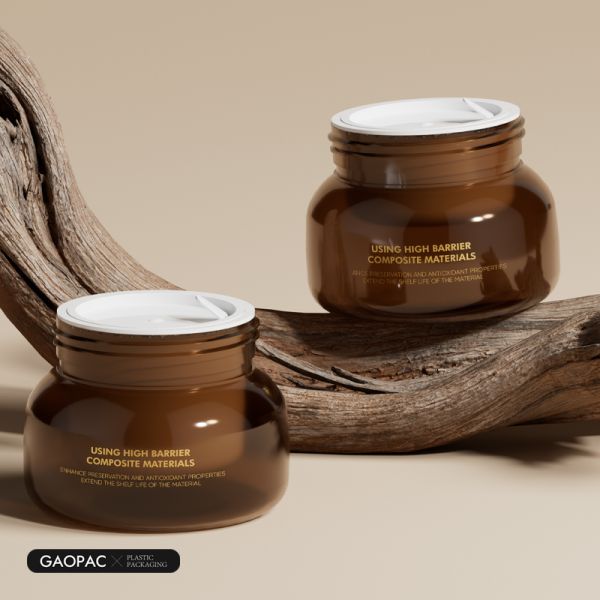 50ml Amber Cosmetic Jar with Screw Cap - Customizable Plastic Skincare Jar for Creams and Masks
