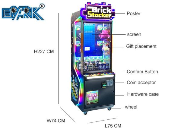 Coin Operated Brick Stacker Toy Claw Crane Pile Up Gift Vending Machine For Sale