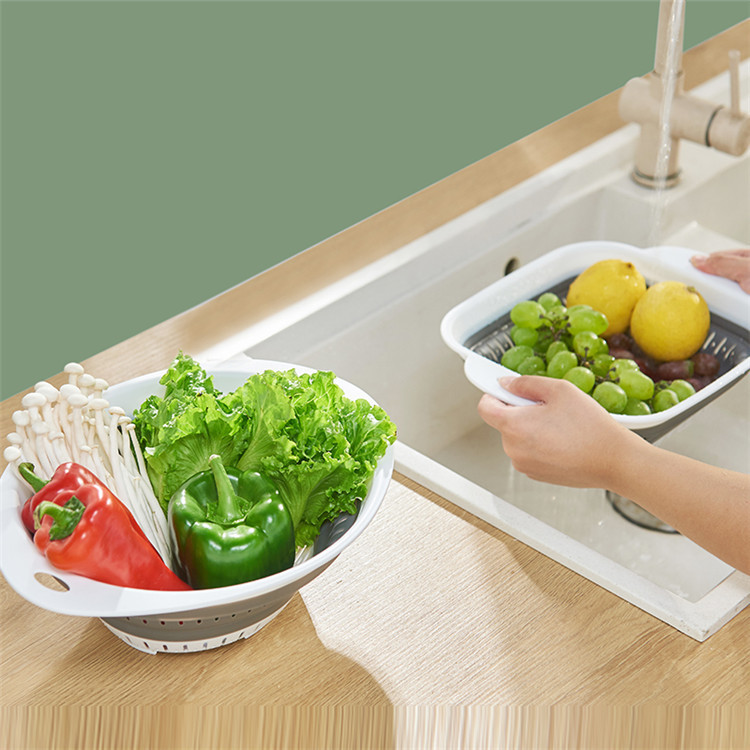 Wholesale Folding Eco-friendly Reusable Vegetable Plastic Drain Basket Simple Style Storage for Home Kitchen Use