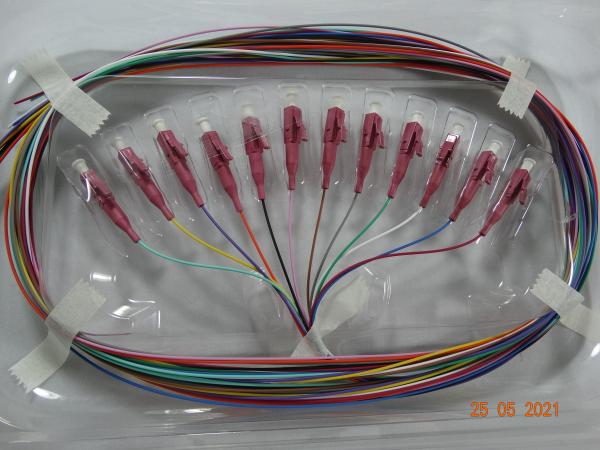IEC do PVC do modo LSZH da cor 0.9mm da trança OM4 12 da fibra ótica do LC UPC multi