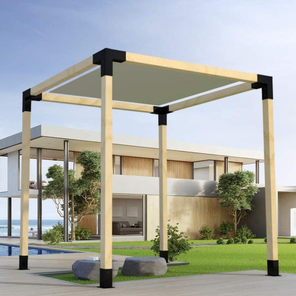 Kit de pergola de soportes de acero con tamaño personalizado y soporte de madera elevado