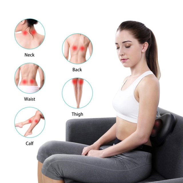 Rechargeable Kneading Shiatsu Heating Neck and Waist Massage Pillow
