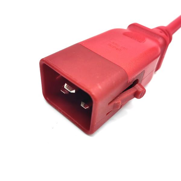 Rallonge personnalisée 250V 16A, norme UL C19 vers C20 avec verrouillage, cuivre PVC rouge/personnalisé
