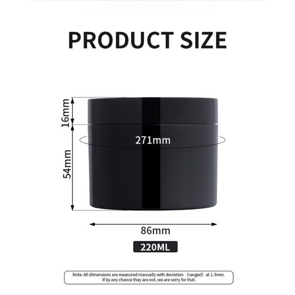 Factory wholesale empty Glossy matte black dark pet cosmetic eye face cream jar