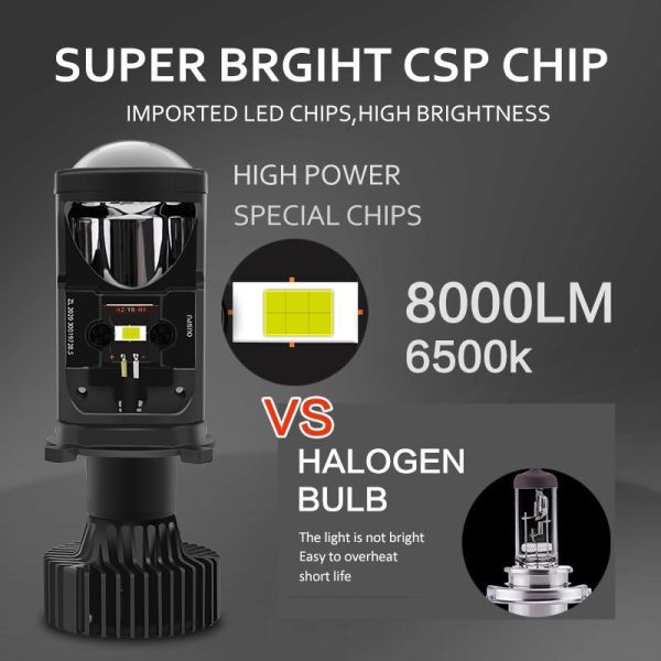 T9 LED Compact Projector Lamps 6500K Dual Beam Bulbs for Vehicles Motorbikes