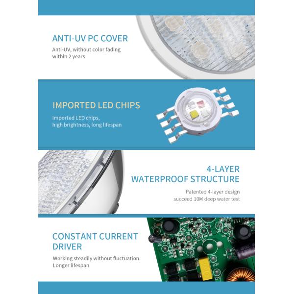 Бассейн нержавеющей стали переключателя RGBW освещает 2860ma водоустойчивое AC12V