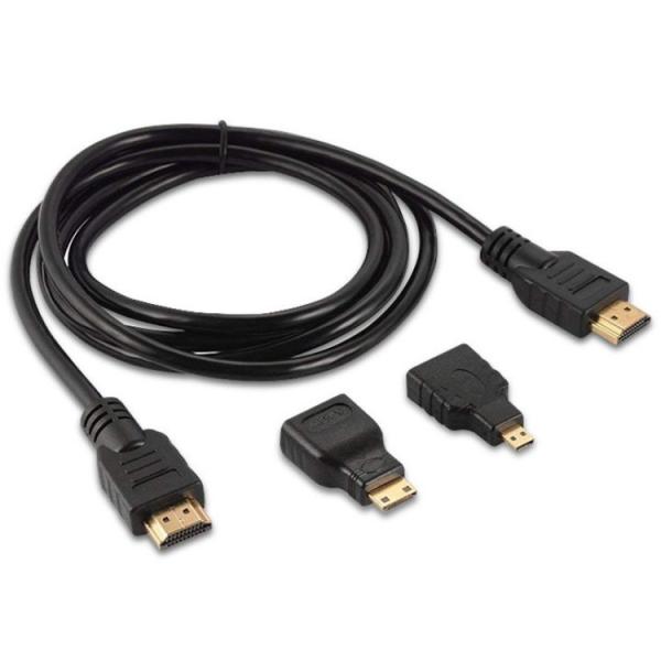 1.5m HDMI 3-in-1 Cable Mini Micro to HDMI Male-Male Gold Connector